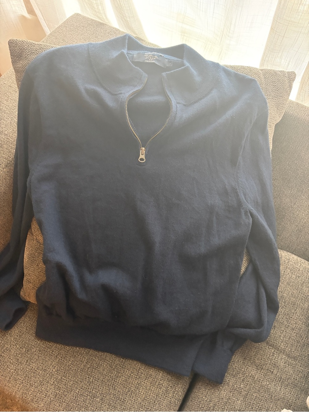 J. Crew Men's Navy Half-Zip Sweater